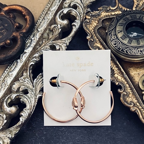 KATE SPADE • Rose Gold Everyday Hoop Earrings - Picture 4 of 4